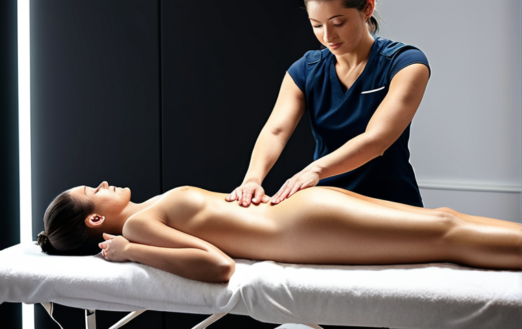 스포츠마사지사와 스트레스 관리 - **
"A professional massage therapist giving a fully clothed client a sports massage, focusing on th...