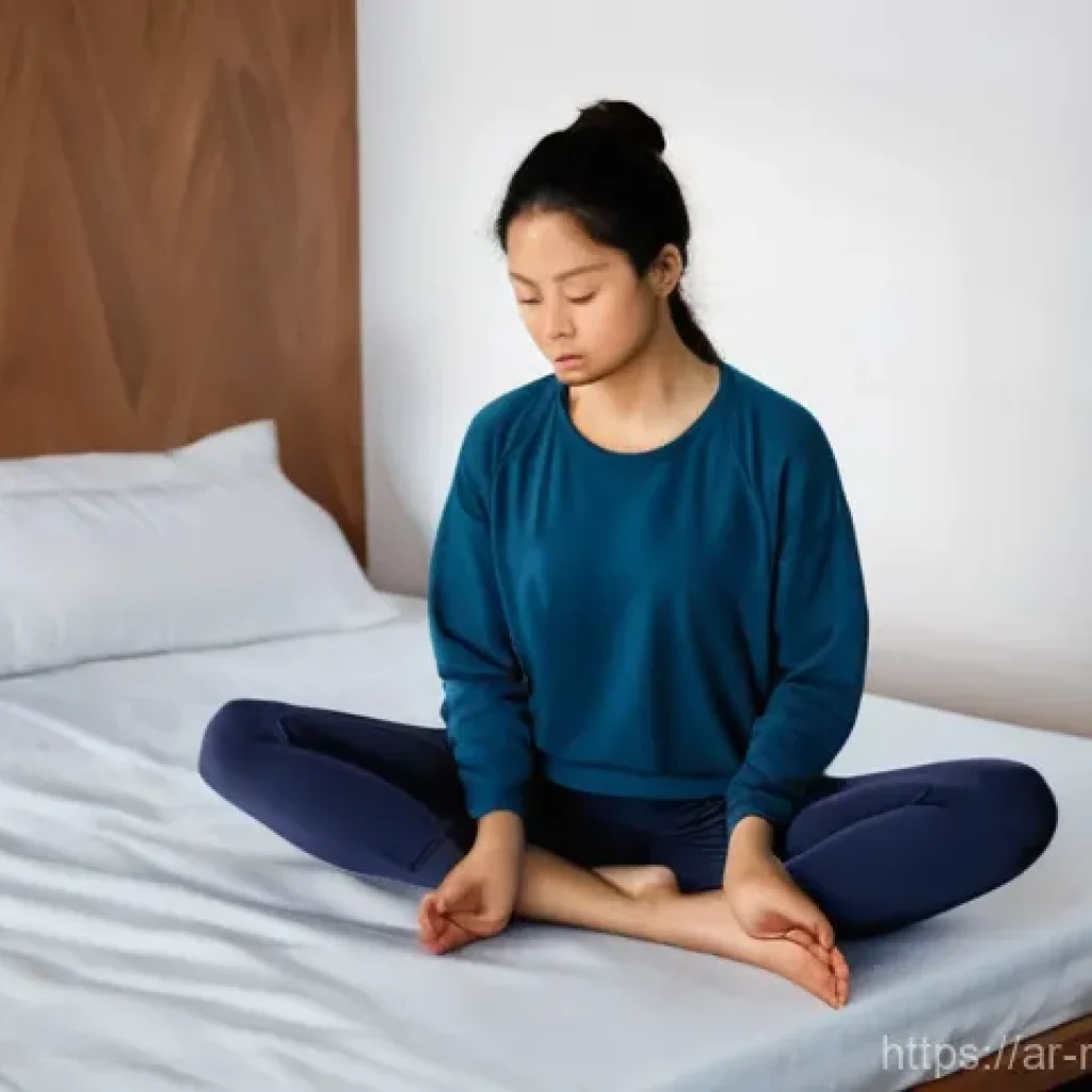 스포츠마사지사와 통증 관리 - **Prompt:** A young adult, dressed in comfortable, loose-fitting athletic wear, sits on the edge of ...